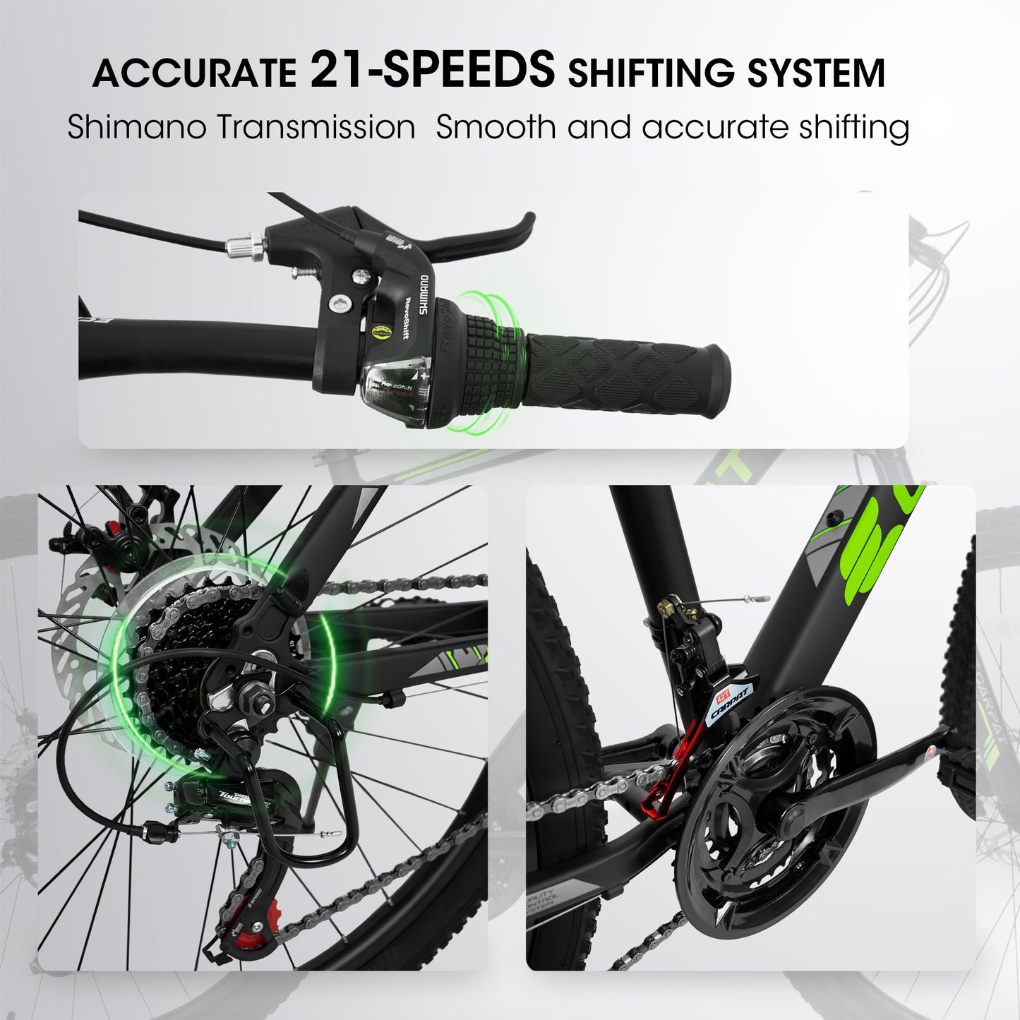 A26322 26-inch Mountain Bike Aluminum Frame Shock Absorbing Front Fork Bike 21-speed Disc Brake Mountain Bike