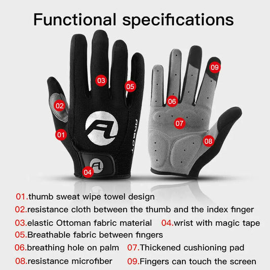 Cycling Gloves Full Finger BMX Mountain Bike Gloves with Touchscreen MTB Padded Anti-Slip Grips for Men Women