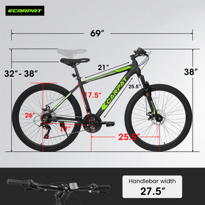A26322 26-inch Mountain Bike  Aluminum Frame Shock Absorbing Front Fork Bike 21-speed Disc Brake Mountain Bike