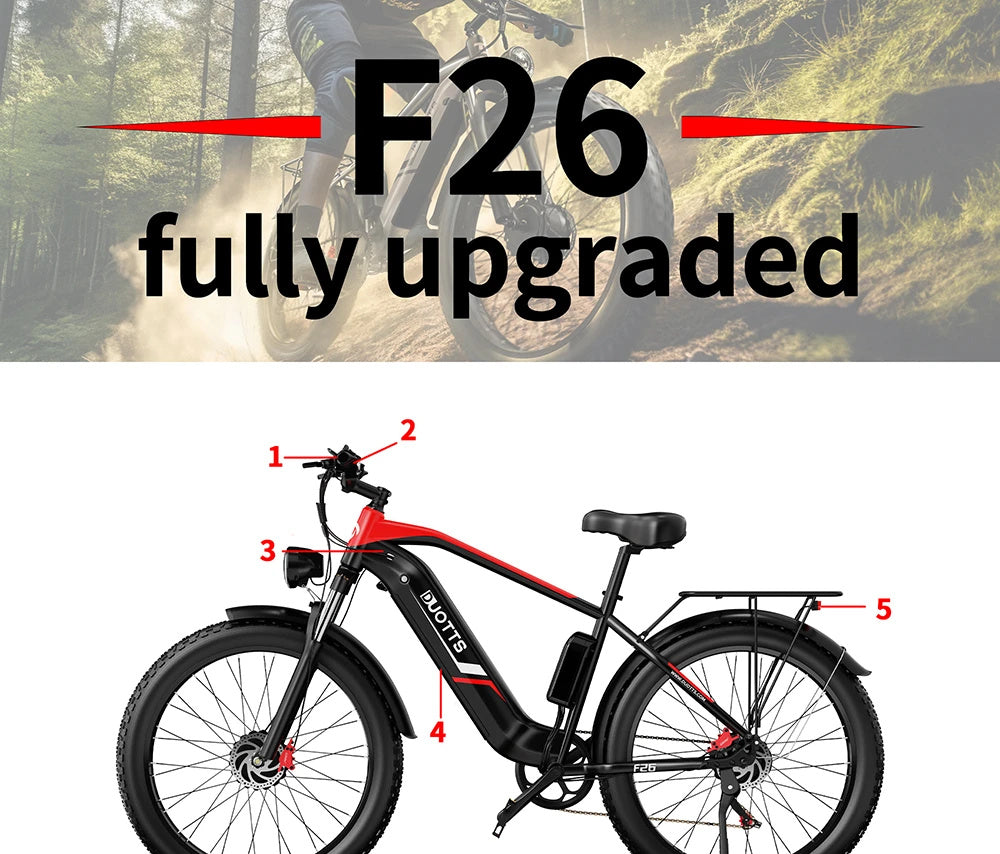 DUOTTS F26 26" Electric Mountain Bike 750W*2 Motors 48V 20Ah Battery
