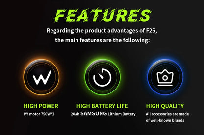 DUOTTS F26 26" Electric Mountain Bike 750W*2 Motors 48V 20Ah Battery