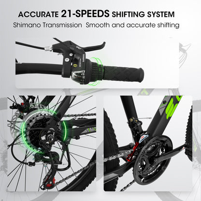 A26322 26-inch Mountain Bike  Aluminum Frame Shock Absorbing Front Fork Bike 21-speed Disc Brake Mountain Bike