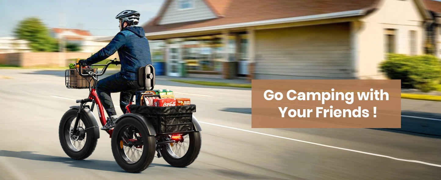 QRONGE Electric Bike for Adults 960W Peak 36V 13.5AH Battery Folding Electric Tricycle 50 Miles