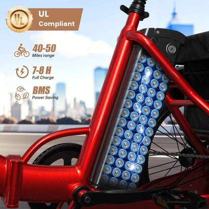 QRONGE Electric Bike for Adults 960W Peak 36V 13.5AH Battery Folding Electric Tricycle 50 Miles
