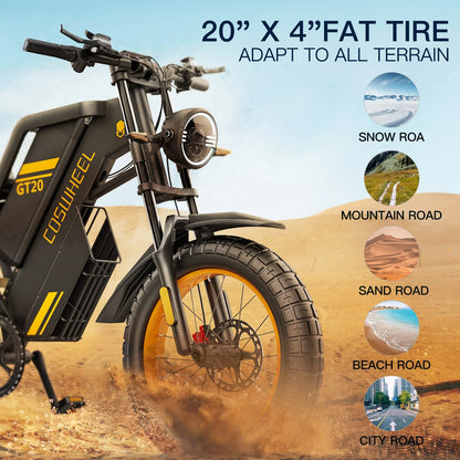 Most Popular Fatbike Elektrikli Bisiklet New Model GT20 48V 1500W Ebike 25AH Super Power Bike Electric Mountain Bike E Dirt Bike