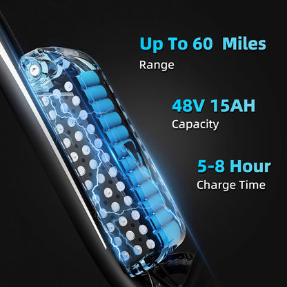 AMYET  Electric Bike with 1000W Motor Integrated Lithium Battery Aluminum Alloy Frame for Men Women