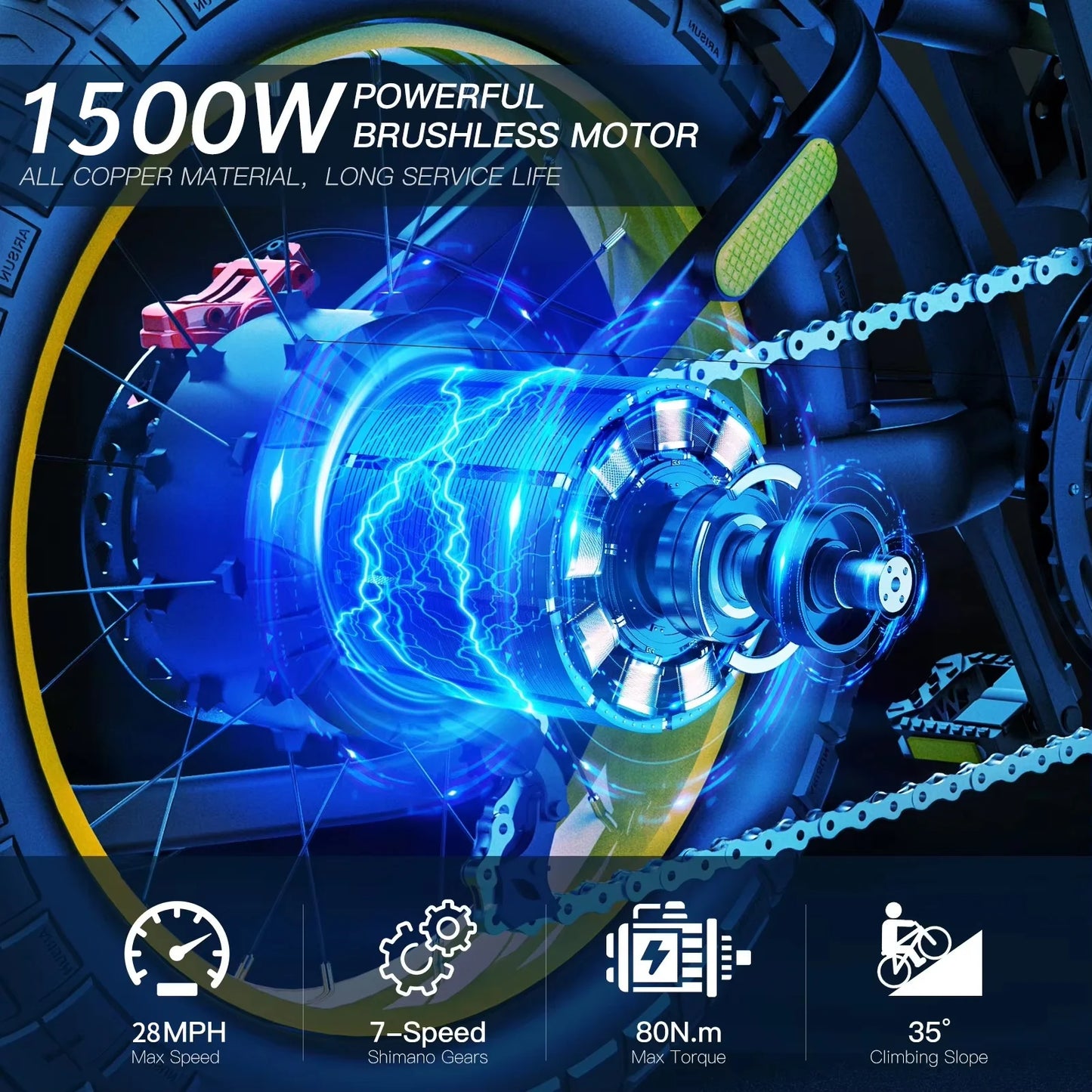 Most Popular Fatbike Elektrikli Bisiklet New Model GT20 48V 1500W Ebike 25AH Super Power Bike Electric Mountain Bike E Dirt Bike