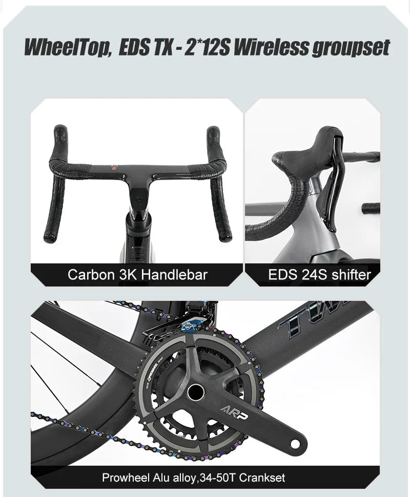 Twitter R5pro Electronic Shifting Carbon Road Bikes Wheeltop EDS 24S Wireless Adult Men's Racing Bicycle With Hydraulic Brake