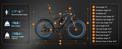 【1 Year Warranty】BAOLUJIE 2602 Electric Bike for Adults 3000W Dual-Motor Electric Bicycle  Hydraulic Brake 26"*4 Fat Tire E-bike