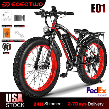 Electric Bike,26"x4.0" Fat Tire Ebike for Adults,1500W Peak Motor,Electric Mountain Bike,34 mph,E Bike with LCD Display,7 Speed
