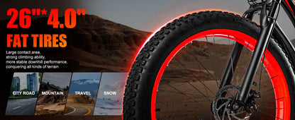 Electric Bike,26"x4.0" Fat Tire Ebike for Adults,1500W Peak Motor,Electric Mountain Bike,34 mph,E Bike with LCD Display,7 Speed