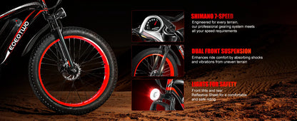 Electric Bike,26"x4.0" Fat Tire Ebike for Adults,1500W Peak Motor,Electric Mountain Bike,34 mph,E Bike with LCD Display,7 Speed