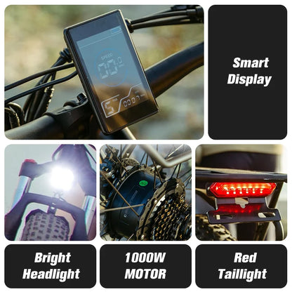 US Stock Fast Shipping E-Bike 1000W Motor 48V15AH Lithium Battery Off road TireE-bike for Men