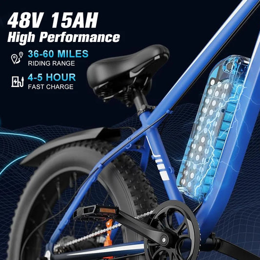 US Stock Fast Shipping E-Bike 1000W Motor 48V15AH Lithium Battery Off road TireE-bike for Men