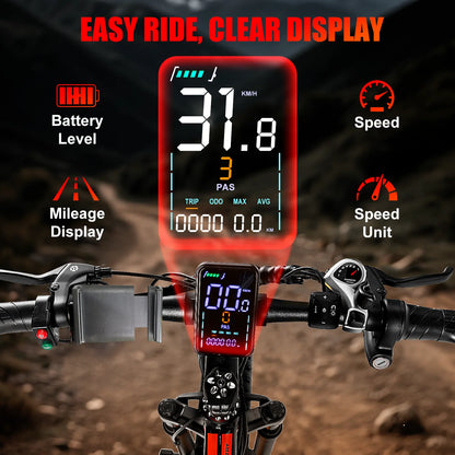 Electric Bike,26"x4.0" Fat Tire Ebike for Adults,1500W Peak Motor,Electric Mountain Bike,34 mph,E Bike with LCD Display,7 Speed