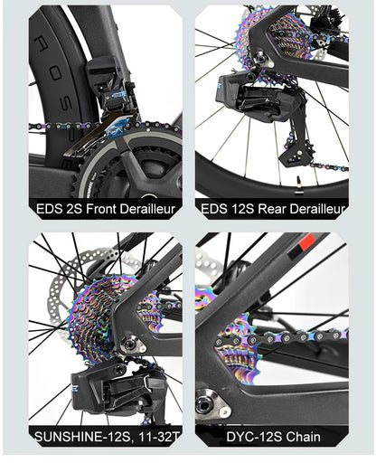 Twitter R5pro Electronic Shifting Carbon Road Bikes Wheeltop EDS 24S Wireless Adult Men's Racing Bicycle With Hydraulic Brake