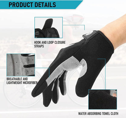 Cycling Gloves Full Finger BMX Mountain Bike Gloves with Touchscreen MTB Padded Anti-Slip Grips for Men Women