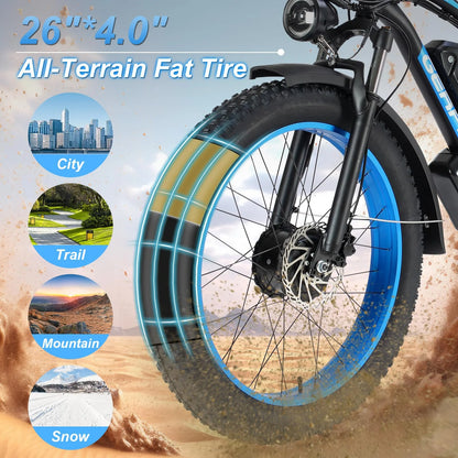 【1 Year Warranty】BAOLUJIE 2602 Electric Bike for Adults 3000W Dual-Motor Electric Bicycle  Hydraulic Brake 26"*4 Fat Tire E-bike