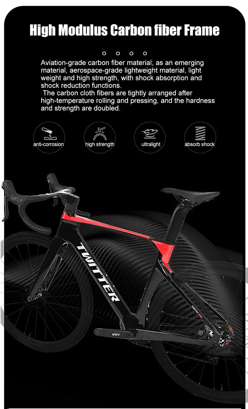 Twitter R5pro Electronic Shifting Carbon Road Bikes Wheeltop EDS 24S Wireless Adult Men's Racing Bicycle With Hydraulic Brake