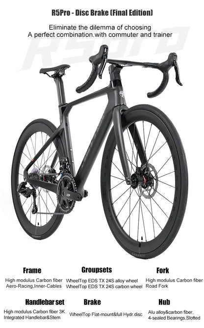 Twitter R5pro Electronic Shifting Carbon Road Bikes Wheeltop EDS 24S Wireless Adult Men's Racing Bicycle With Hydraulic Brake