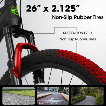A26322 26-inch Mountain Bike  Aluminum Frame Shock Absorbing Front Fork Bike 21-speed Disc Brake Mountain Bike